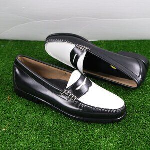 G.H. Bass Weejuns Whitney leather penny loafer shoes black white NWOB size 9w
